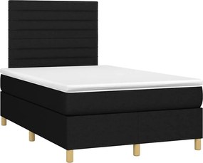 vidaXL Κρεβάτι Boxspring με Στρώμα &amp; LED Μαύρο 120x190 εκ. Υφασμάτινο