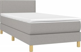 vidaXL Κρεβάτι Boxspring με Στρώμα &amp; LED Αν.Γκρι 100x200 εκ Υφασμάτινο