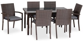 Τραπεζαρία (Σετ 7Τμχ) 203438 Blue/Brown 90x150x72cm 6 Θέσεων