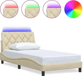 vidaXL Σκελετός Κρεβατιού με LED Χωρίς Στρώμα Κρεμ 100 x 200 εκ.