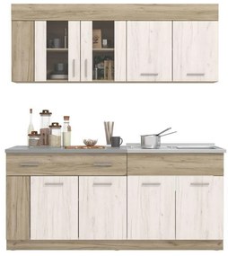Σύνθεση κουζίνας LEONA 180 Grey oak - White oak 180x60x200 εκ. 180x60x200 εκ.