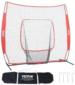 VEVOR 7x7 ft Baseball Softball Practice Net, Portable Baseball Training Net for Hitting Batting Catching Pitching, Backstop Baseball Equipment Training Aids with Carry Bag and Strike Zone