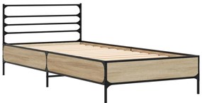 vidaXL Πλαίσιο Κρεβατιού Sonoma Δρυς 100x200 εκ. Επεξ. Ξύλο &amp; Μέταλλο