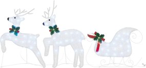 vidaXL LED Ελάφια 3 pcs Κρύο Λευκό ύφασμα