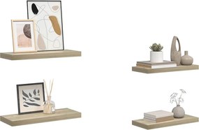 vidaXL Ράφια Τοίχου 4 τεμ. Χρώμα Δρυός 60x23,5x3,8 εκ. MDF