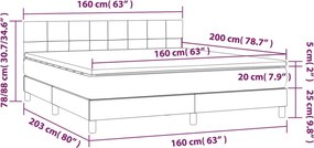 vidaXL Κρεβάτι Boxspring με Στρώμα Μαύρο 160x200 εκ. Υφασμάτινο