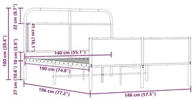 Πλαίσιο Κρεβατιού Χωρ. Στρώμα Sonoma Δρυς 140x190εκ. Επ. Ξύλο - Καφέ