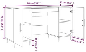 Γραφείο Γυαλιστερό Λευκό 140x50x75 εκ. Επεξεργασμένο Ξύλο - Λευκό