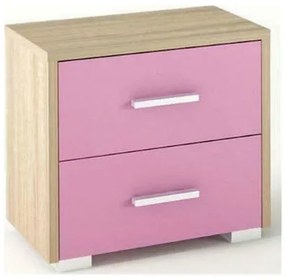 SarrisBros  Κομοδίνο Ξύλινο/Δρυς Ροζ 50x48x35 BEST-101081