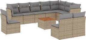 vidaXL Patio Sofa Set 10-θέσια Mix Beige and Light Grey