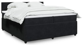 vidaXL Κρεβάτι Boxspring με Στρώμα Μαύρο 200x200 εκ. Βελούδινο