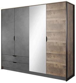 Ντουλάπα Τετράφυλλη Arden L_ARD-24 220x205cm Brown-Anthracite Four Door