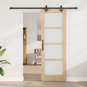 vidaXL Συρόμενη Πόρτα  με Σετ Υλικών "ORKDAL" Μασίφ Ξύλο & Γυαλί