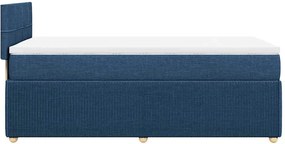 vidaXL Κρεβάτι Boxspring με Στρώμα Μπλε 90x190 εκ.Υφασμάτινο