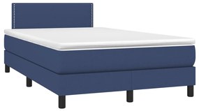 vidaXL Κρεβάτι Boxspring με Στρώμα & LED Μπλε 120x200 εκ. Υφασμάτινο