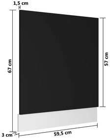 vidaXL Πρόσοψη Πλυντηρίου Πιάτων Μαύρη 59,5 x 3 x 67 εκ. Επεξ. Ξύλο