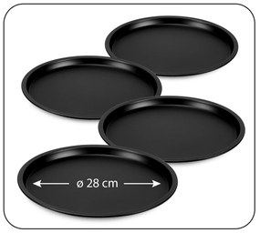Σετ 4τεμ. Αντικολλητικά Ταψιά Φ28,5cm με Βάση PIZZA 736508 - FISKO