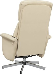vidaXL Πολυθρόνα Μασάζ Ανακλινόμενη με Υποπόδιο Κρεμ Υφασμάτινη