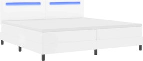 vidaXL Κρεβάτι με ελατήρια με στρώμα Λευκό 200 x 200 cm Τεχνητό δέρμα