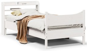 vidaXL Πλαίσιο Κρεβατιού Κεφαλάρι Λευκό 75x190εκ. Μασίφ Πεύκο