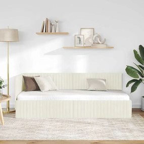 vidaXL Κρεβάτι Γωνίας με κεφαλάρι Κρεμ 80 x 200 cm Βελούδο
