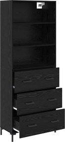 vidaXL Highboard Μαύρη Οξυά 69,5 x 34 x 180 εκ. Επεξεργασμένο ξύλο