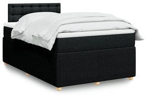 vidaXL Κρεβάτι Boxspring με Στρώμα Μαύρο 120x190 εκ. Υφασμάτινο