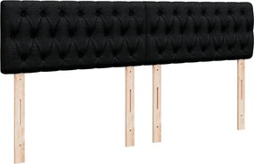 vidaXL Κρεβάτι Boxspring με Στρώμα Μαύρο 200x200 εκ. Υφασμάτινο