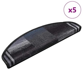 vidaXL Πατάκια Σκάλας Αυτοκόλλητα 5 τεμ. Μαύρα/Γκρι 65x21x4 εκ.