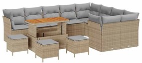 vidaXL Σετ Καναπέ Κήπου 13 pcs Μπεζ συνθετικό ρατάν