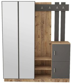 Έπιπλο Εισόδου 956LCS2806 147,2x37,5x179,7cm Oak-Anthracite Particle Board, Melamine