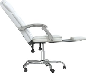 vidaXL Καρέκλα Γραφείου Ανακλινόμενη Λευκό Συνθετικό δέρμα