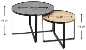 Τραπέζι σαλονιού Davis Megapap 2τμχ. μεταλλικά - μελαμίνης ανθρακί/sonoma 70x69x46εκ.