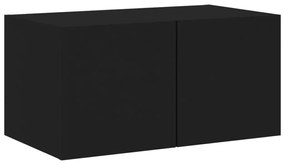 Έπιπλο Τοίχου Τηλεόρασης με LED Μαύρο 60x35x31 εκ. - Μαύρο