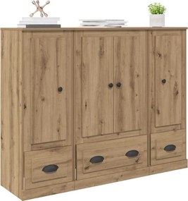 vidaXL Highboard 3 pcs Artisan Oak 132 x 35,5 x 103,5 εκ.