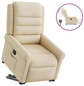 Πολυθρόνα Ηλεκ. Ανακλινόμενη με Ανύψωση Κρεμ Υφασμάτινη