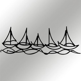 Decorative Metal Wall Accessory Ships In Water Black