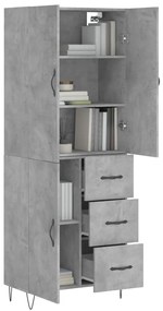 vidaXL Ντουλάπι Γκρι Σκυροδέματος 69,5x34x180 εκ. Επεξεργασμένο Ξύλο