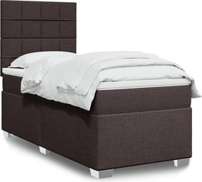 vidaXL Κρεβάτι Boxspring με Στρώμα Σκούρο Καφέ 90x190 εκ. Υφασμάτινο