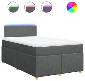 Κρεβάτι Boxspring με Στρώμα Σκούρο Γκρι 120x200 εκ. Υφασμάτινο - Γκρι