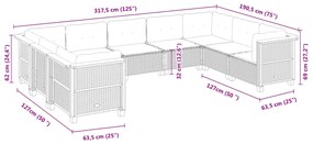 vidaXL Σαλόνι Κήπου Σετ 9 τεμ. Μπεζ Συνθετικό Ρατάν με Μαξιλάρια