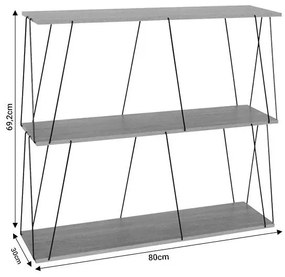 Βοηθητικό τραπέζι-ραφιέρα Tars oak-μαύρο 80x30x69.2εκ