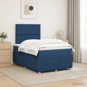 vidaXL Κρεβάτι box spring με στρώμα Μπλε 120 x 200 cm Ύφασμα