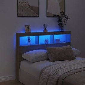 vidaXL Κεφαλάρι με Αποθηκευτικό Χώρο &amp; LED Sonoma Δρυς 140x17x102 εκ.