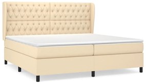 vidaXL Κρεβάτι Boxspring με Στρώμα Κρεμ 200x200 εκ. Υφασμάτινο