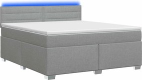 vidaXL Κρεβάτι Box Spring με Στρώμα και LED Ανοιχτό γκρι 140 x 200 cm