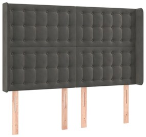 Κρεβάτι Boxspring με Στρώμα &amp; LED Σκ. Γκρι 140x190εκ. Βελούδινο - Γκρι