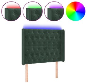 vidaXL Κεφαλάρι Κρεβατιού LED Σκούρο Πράσινο 103x16x118/128 εκ