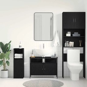 vidaXL Ντουλάπι νιπτήρα μπάνιου με ράφι Μαύρη δρυς 80 x 30 x 60 cm