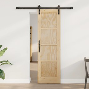 vidaXL Σύρτης Πόρτα με Σετ Υλικών 61x198.5 εκ. Στερεού Ξύλου Πεύκου